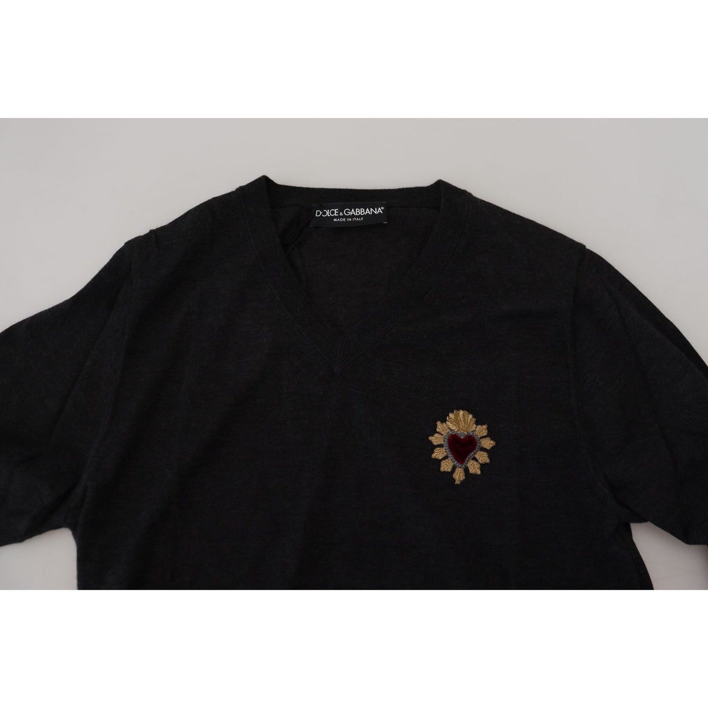 Dolce & Gabbana V-Neck Cashmere Sweater with Heart Embroidery gray-cashmere-v-neck-gold-heart-sweater IMG_2070-scaled-0b8bbcea-740.jpg