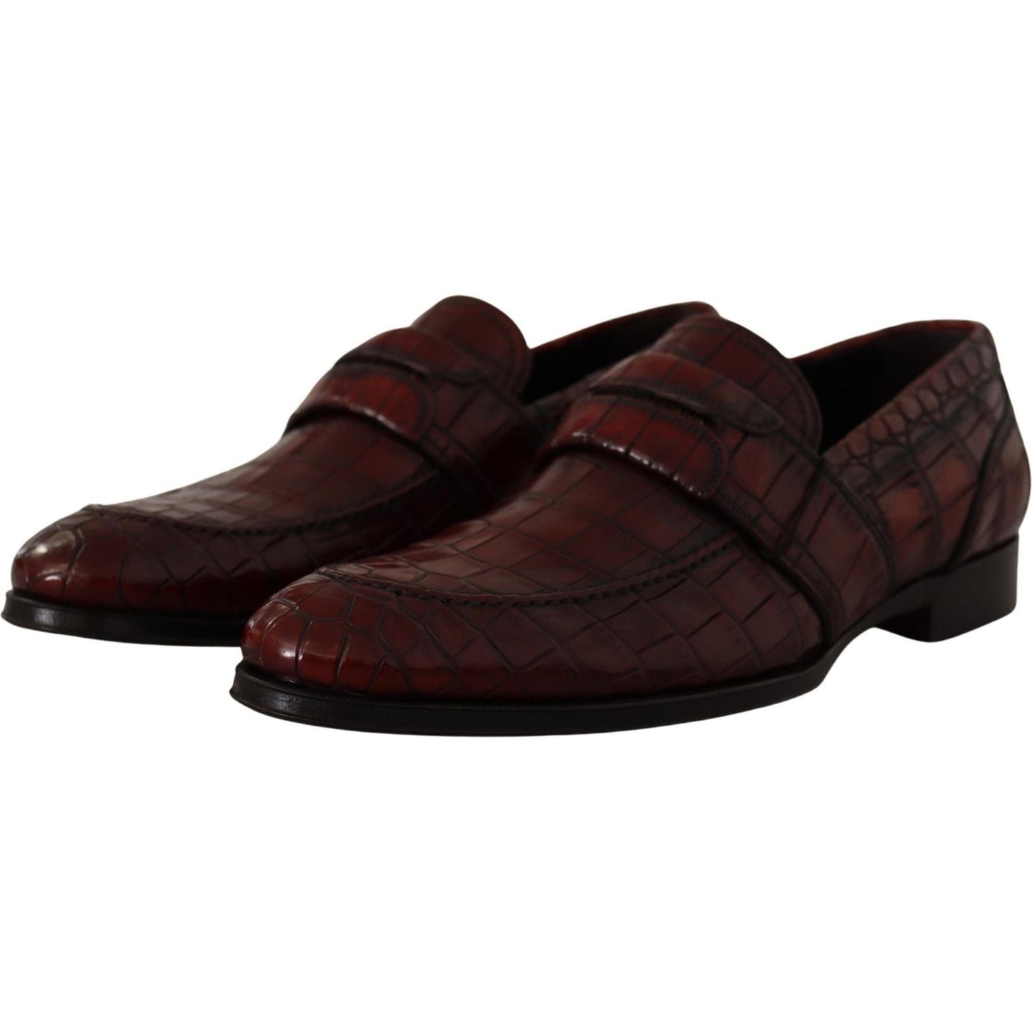 Dolce & Gabbana Exotic Croc Leather Bordeaux Loafers bordeaux-exotic-leather-dress-derby-shoes IMG_2082-scaled-ab517bff-a95.jpg