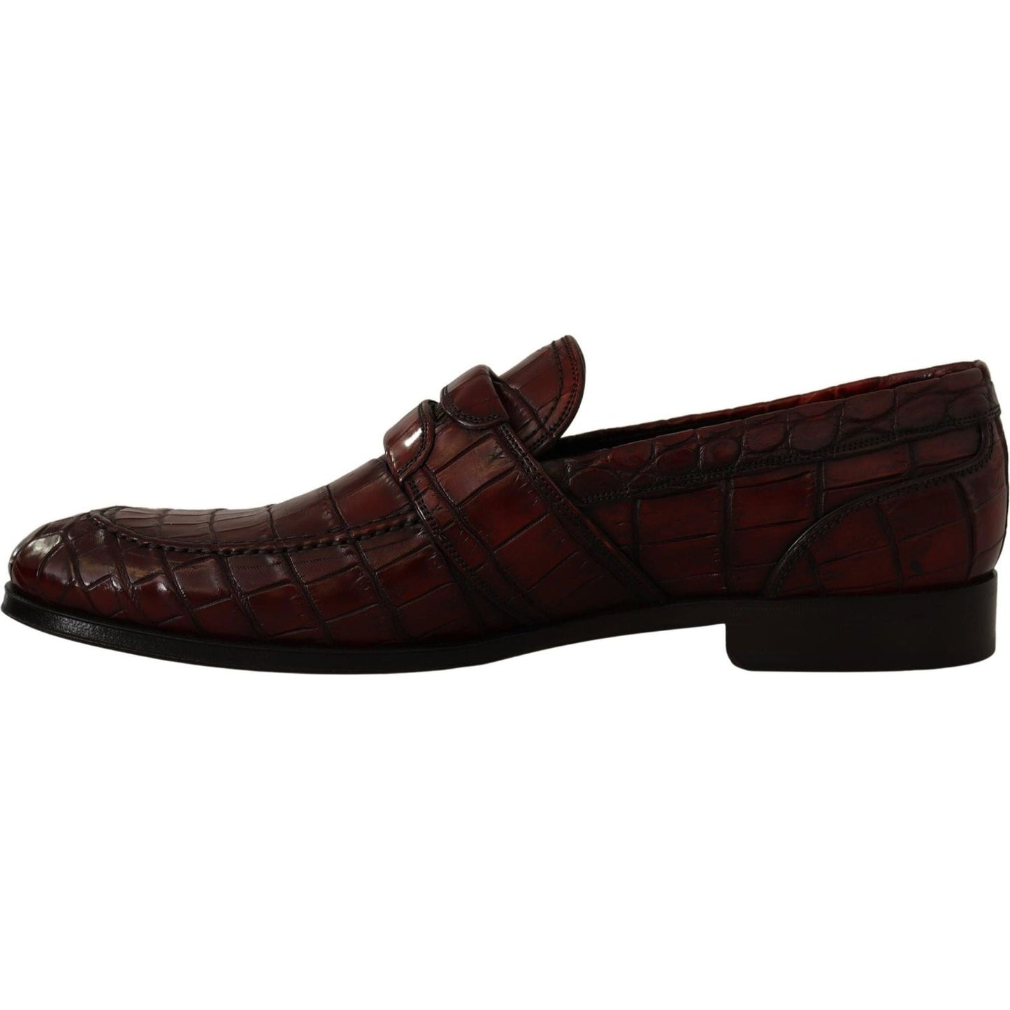 Dolce & Gabbana Exotic Croc Leather Bordeaux Loafers bordeaux-exotic-leather-dress-derby-shoes