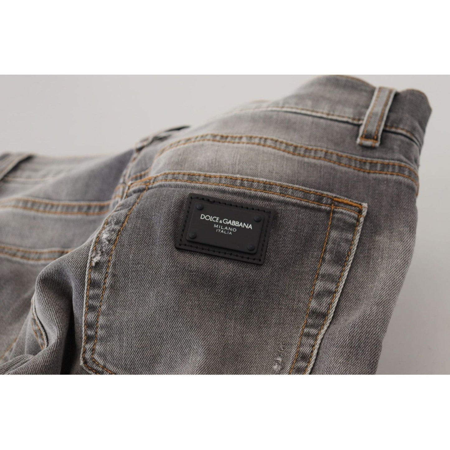 Dolce & Gabbana Elegant Gray Washed Cotton Stretch Jeans gray-washed-cotton-skinny-denim-jeans