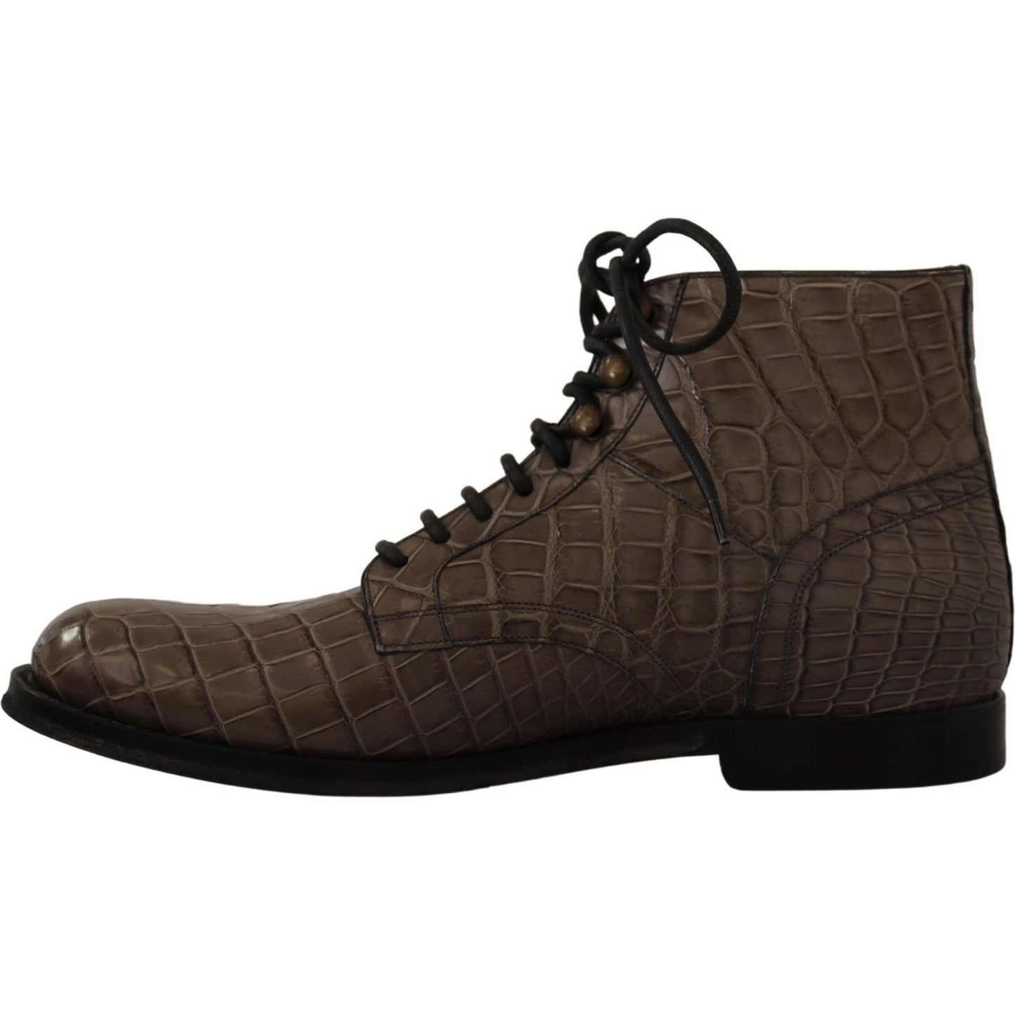 Dolce & Gabbana Elegant Crocodile Derby Brogue Boots gray-crocodile-leather-derby-boots