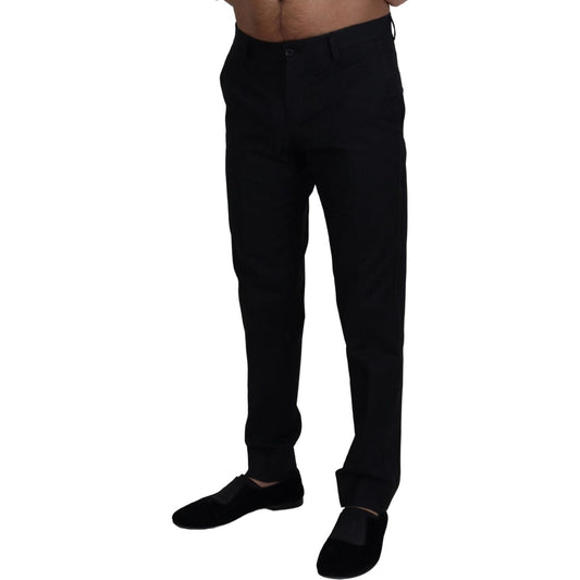 Dolce & Gabbana Elegant Black Cotton Trousers black-chino-formal-cotton-pants