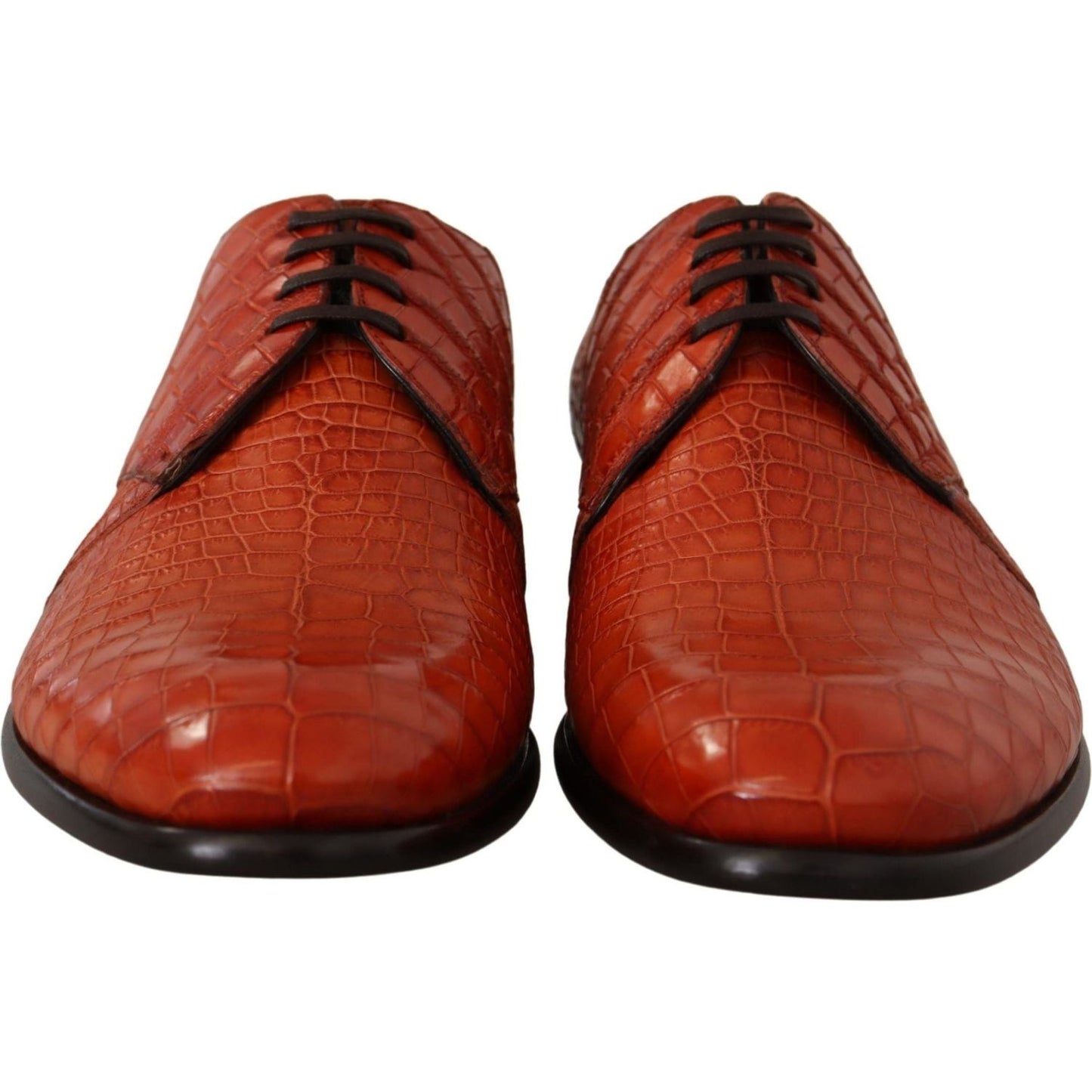 Dolce & Gabbana Exotic Orange Croc Leather Laceup Dress Shoes orange-exotic-leather-dress-derby-shoes-1 IMG_2133-scaled-e495badd-0ca.jpg