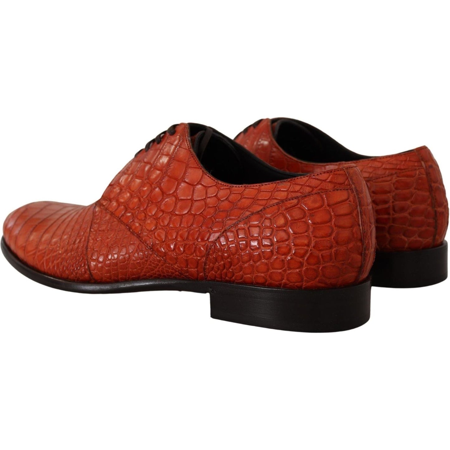 Dolce & Gabbana Exotic Orange Croc Leather Laceup Dress Shoes orange-exotic-leather-dress-derby-shoes-1