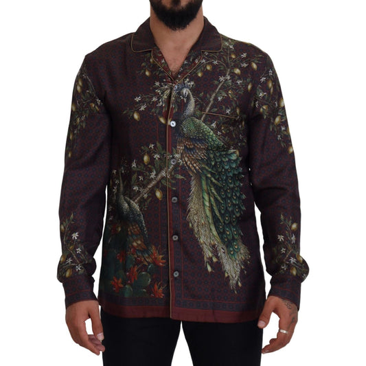 Dolce & Gabbana Elegant Silk Satin Men's Pajama Style Shirt bordeaux-ostrich-silk-satin-casual-mens-shirt IMG_2136-scaled-7b911f07-0c3_79f47a02-5a94-485a-a2e4-1da661056de4.jpg