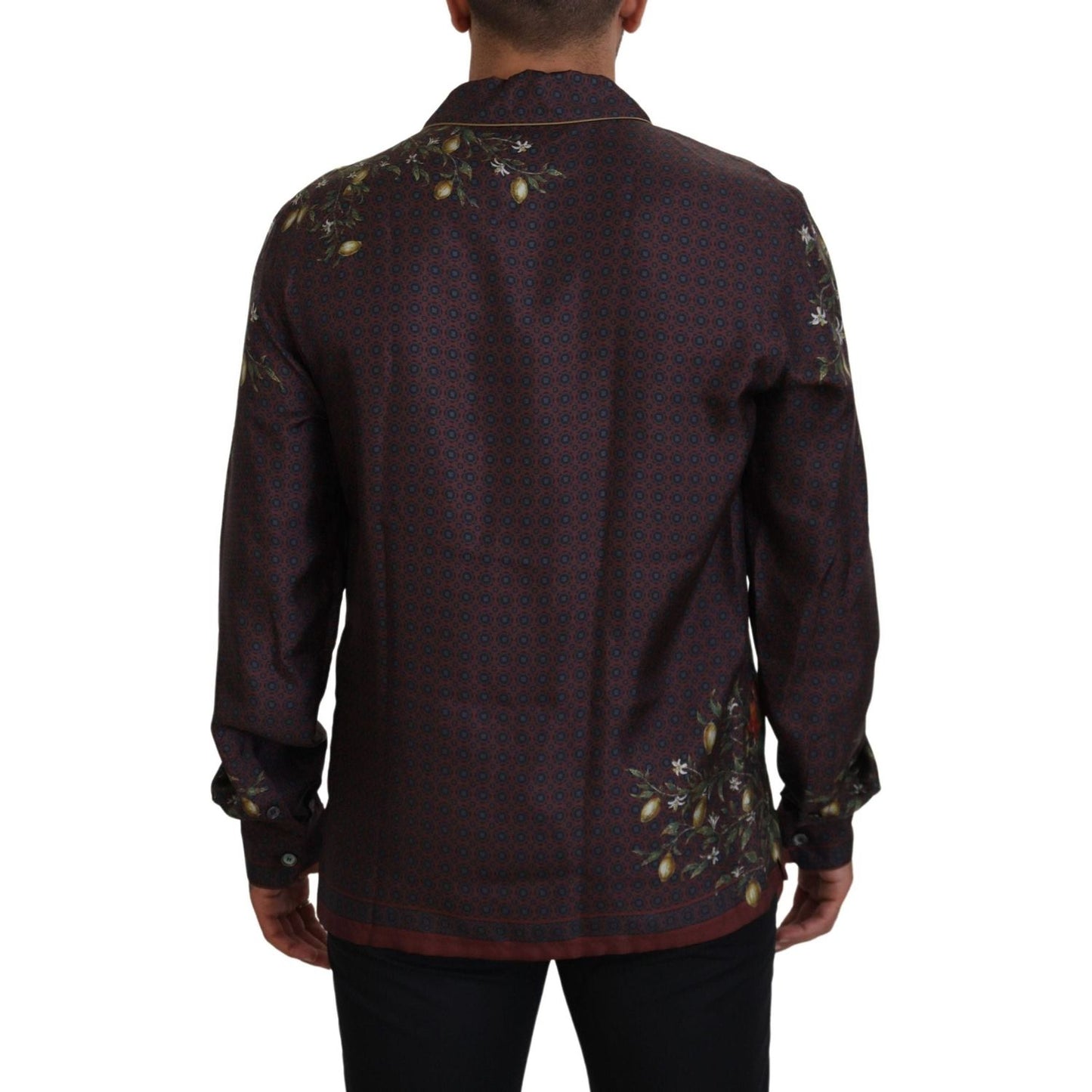 Dolce & Gabbana Elegant Silk Satin Men's Pajama Style Shirt bordeaux-ostrich-silk-satin-casual-mens-shirt IMG_2138-scaled-5efc1fe2-0b6.jpg