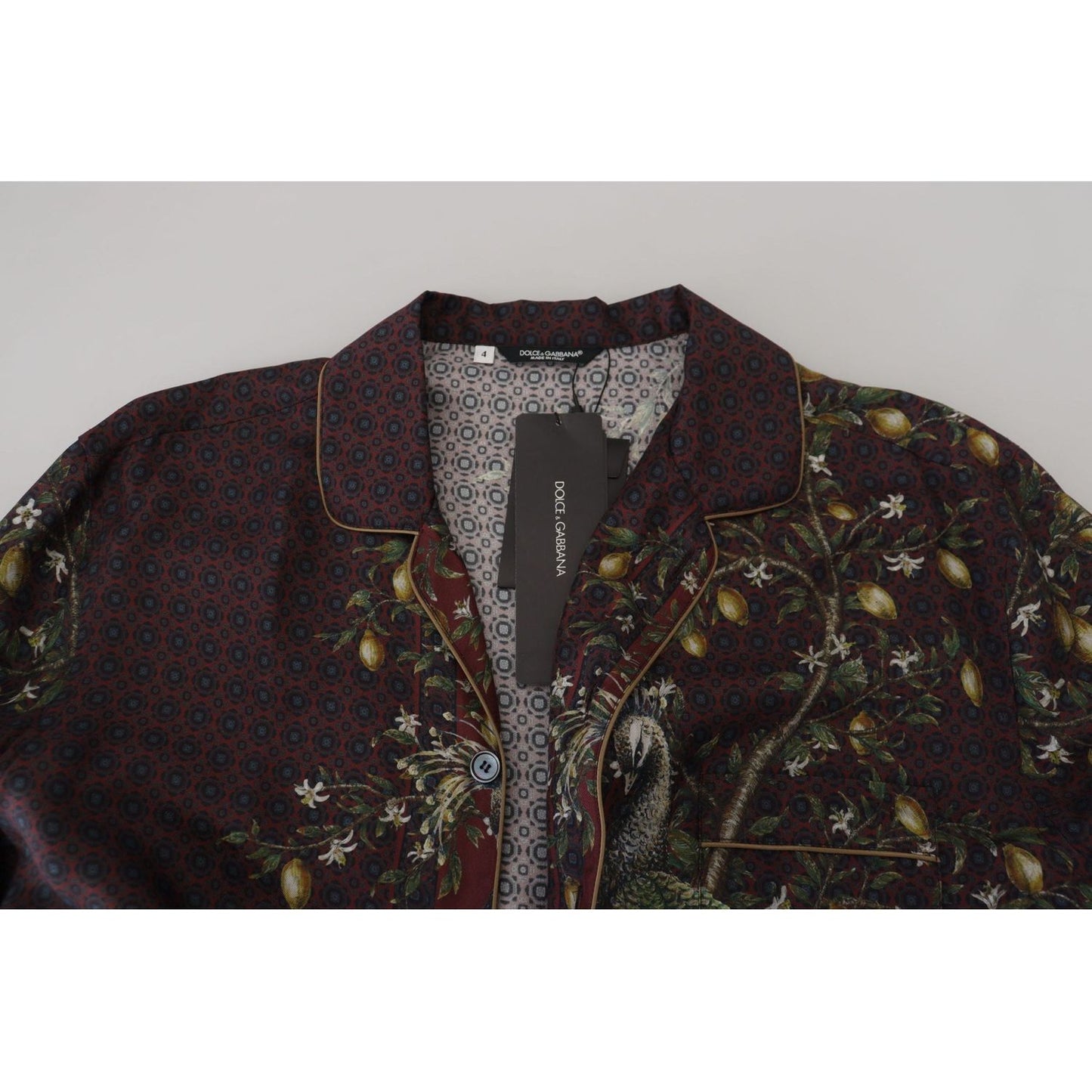 Dolce & Gabbana Elegant Silk Satin Men's Pajama Style Shirt bordeaux-ostrich-silk-satin-casual-mens-shirt IMG_2141-scaled-e526ca49-760.jpg
