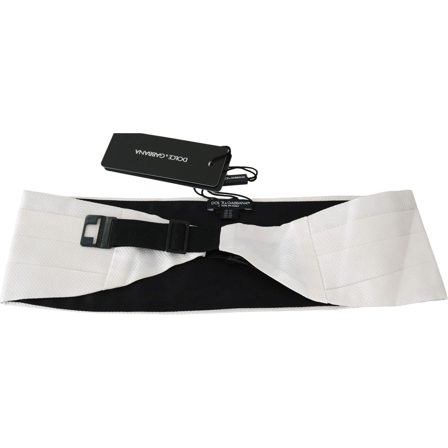 Dolce & Gabbana Elegant White Silk Cummerbund white-men-waist-belt-100-silk-cummerbund
