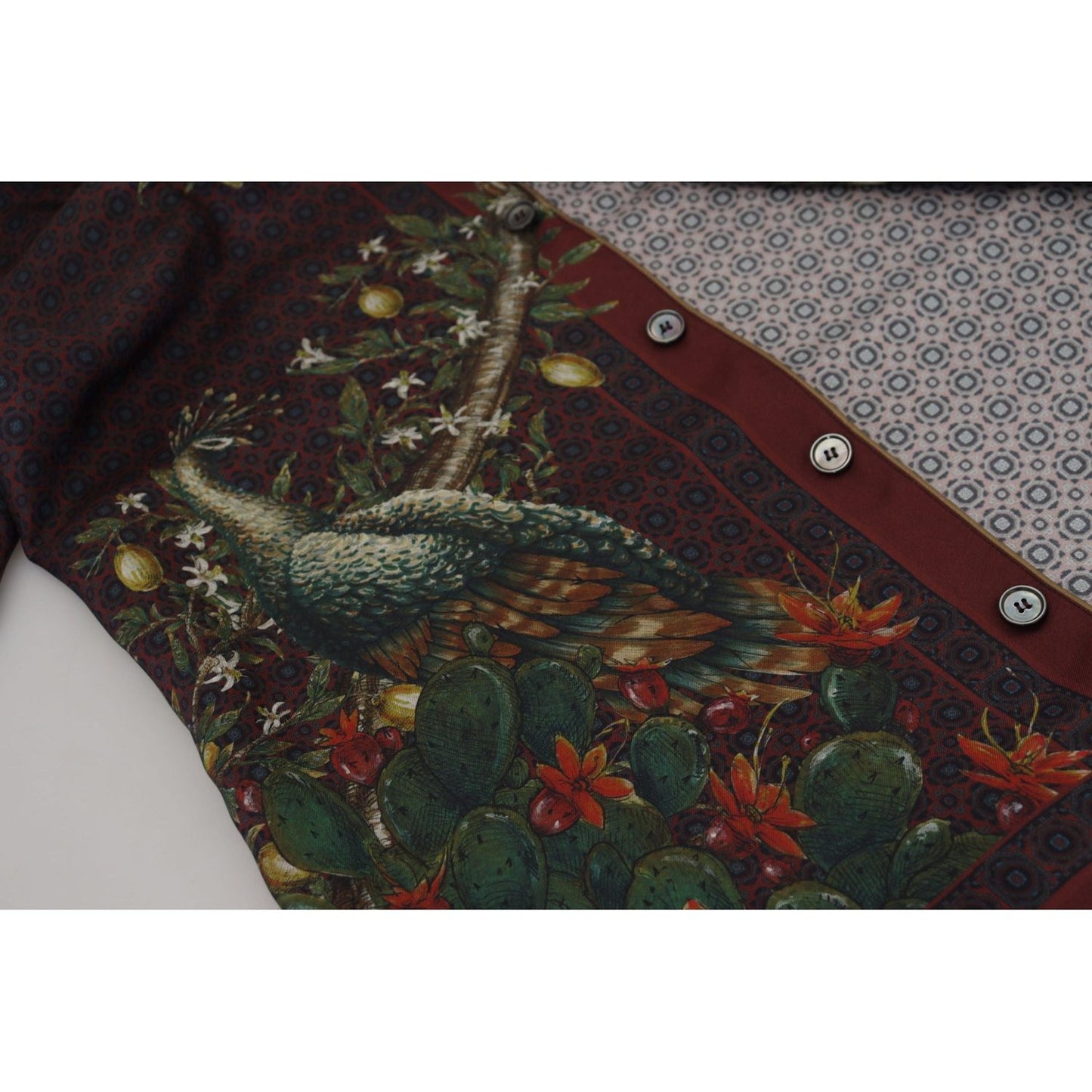 Dolce & Gabbana Elegant Silk Satin Men's Pajama Style Shirt bordeaux-ostrich-silk-satin-casual-mens-shirt IMG_2144-scaled-99b714dd-b88.jpg