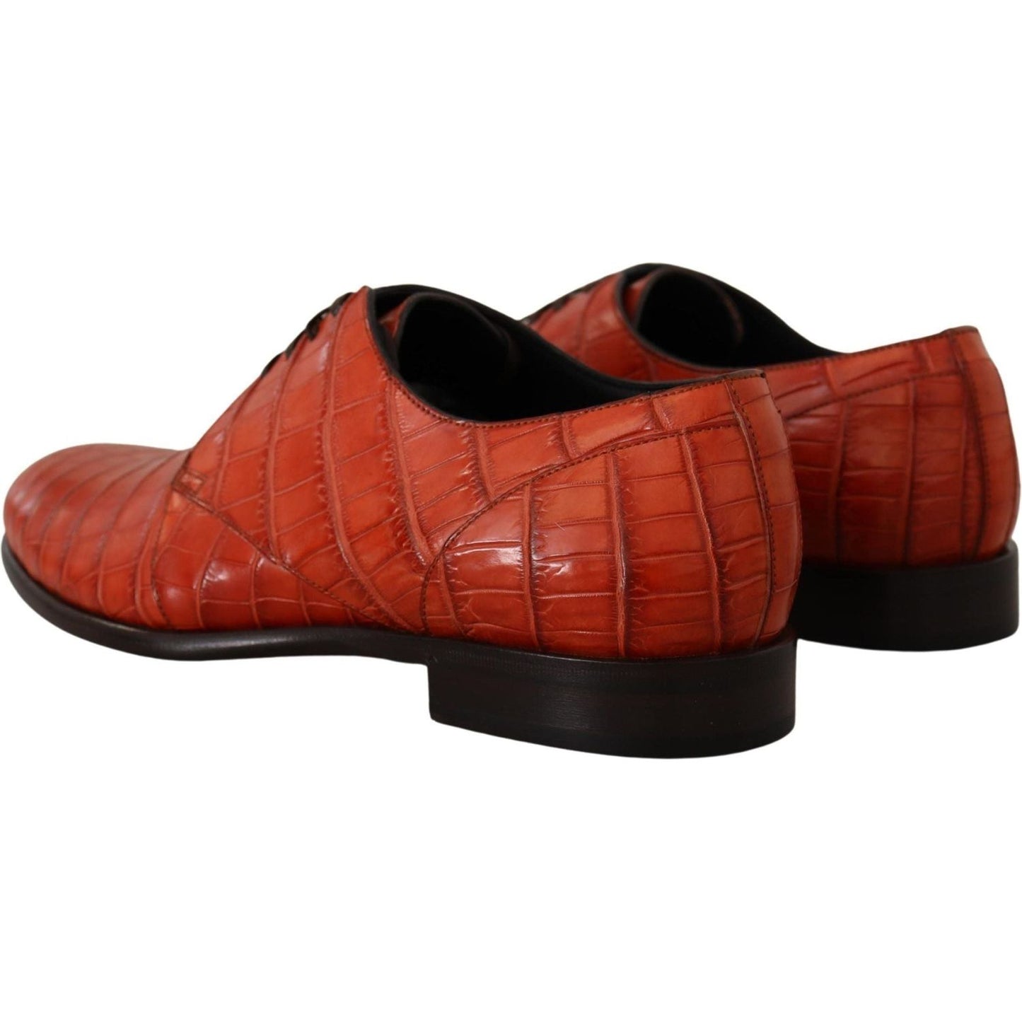 Dolce & Gabbana Exquisite Exotic Croc Leather Lace-Up Dress Shoes orange-exotic-leather-dress-derby-shoes
