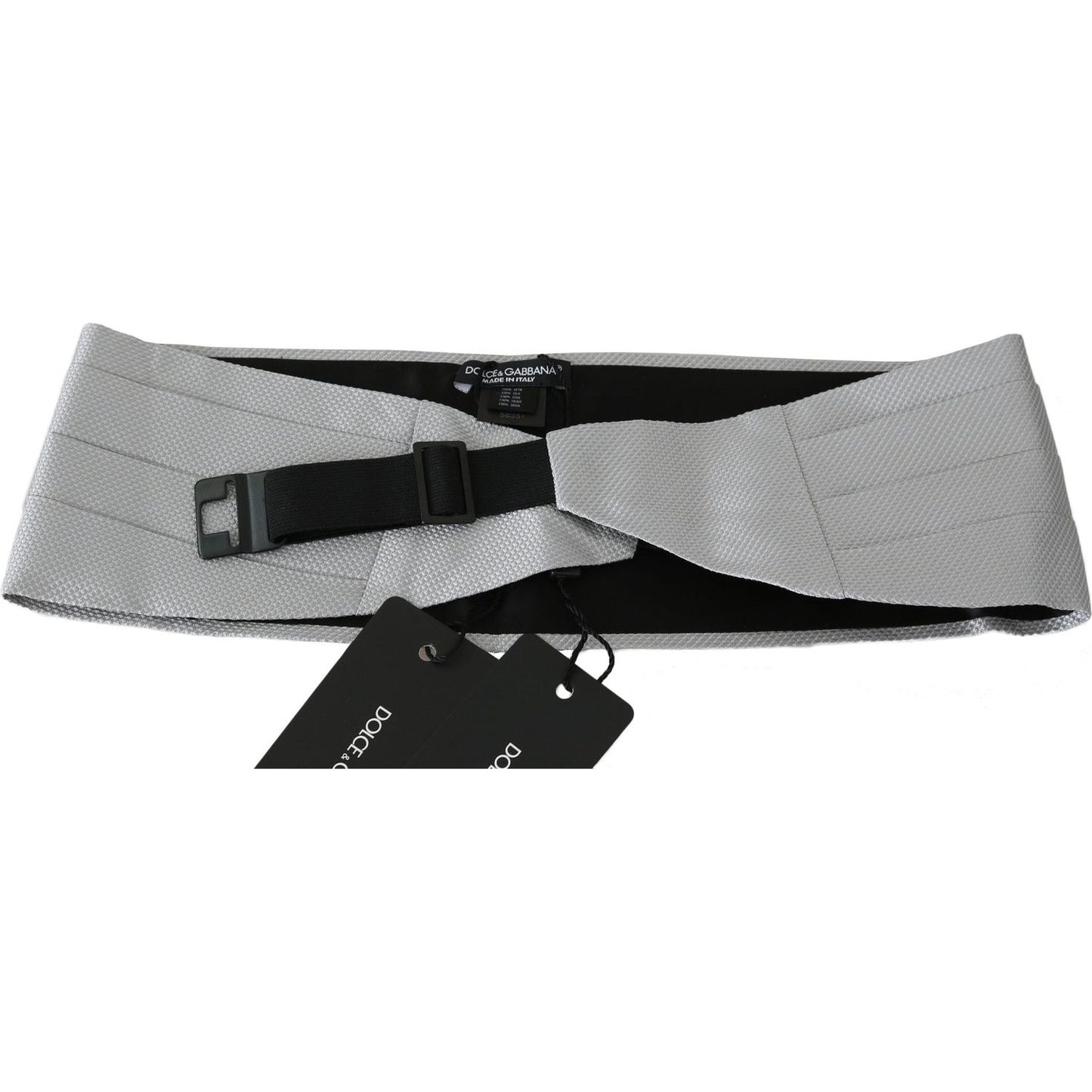 Dolce & Gabbana Elegant Silk Gray Cummerbund gray-men-waist-belt-100-silk-cummerbund
