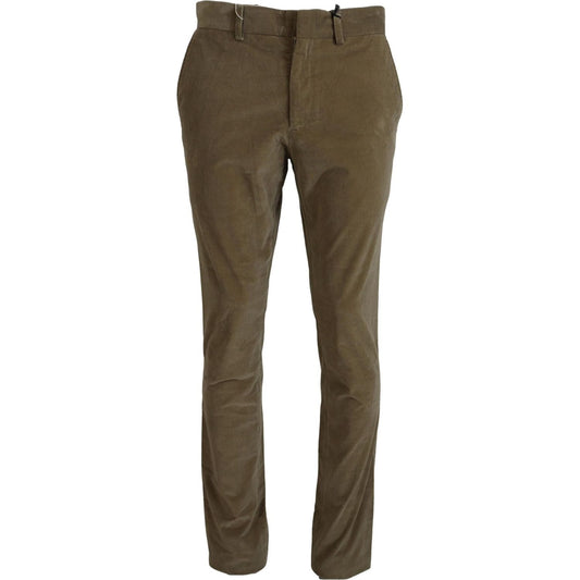 Tommy Hilfiger Elegant Brown Casual Pants brown-cotton-corduroy-casual-pants