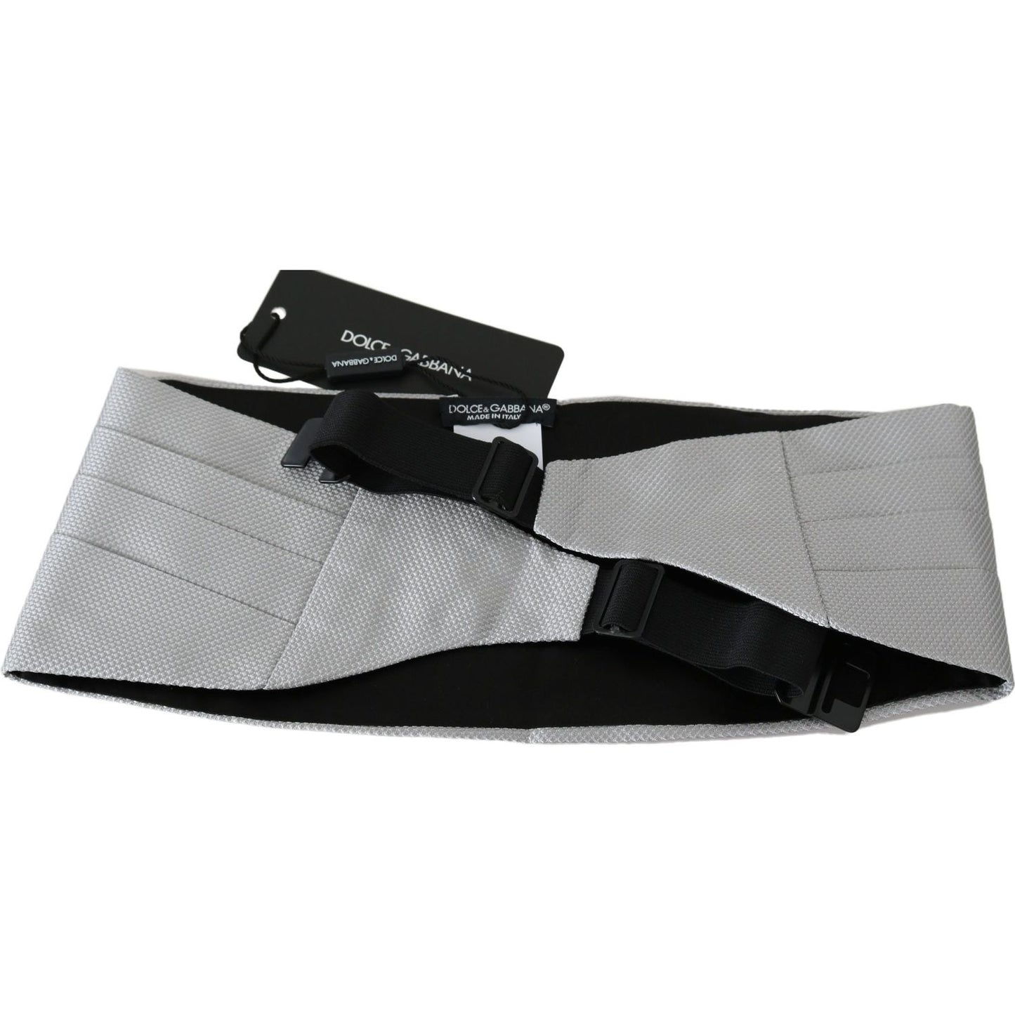 Dolce & Gabbana Elegant Silk Gray Cummerbund gray-men-waist-belt-100-silk-cummerbund-1