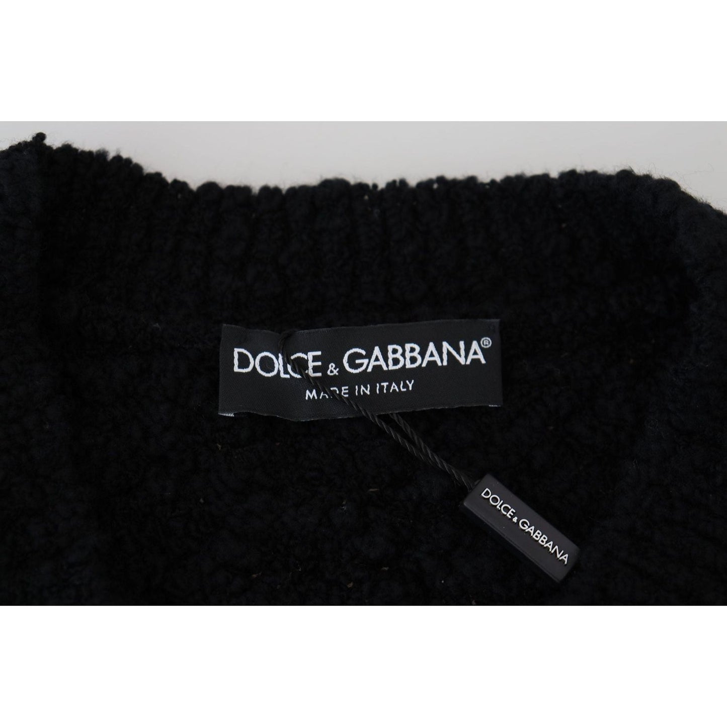 Dolce & Gabbana Elegant Black Wool-Blend V-Neck Sweater black-wool-v-neck-knitted-pullover-sweater