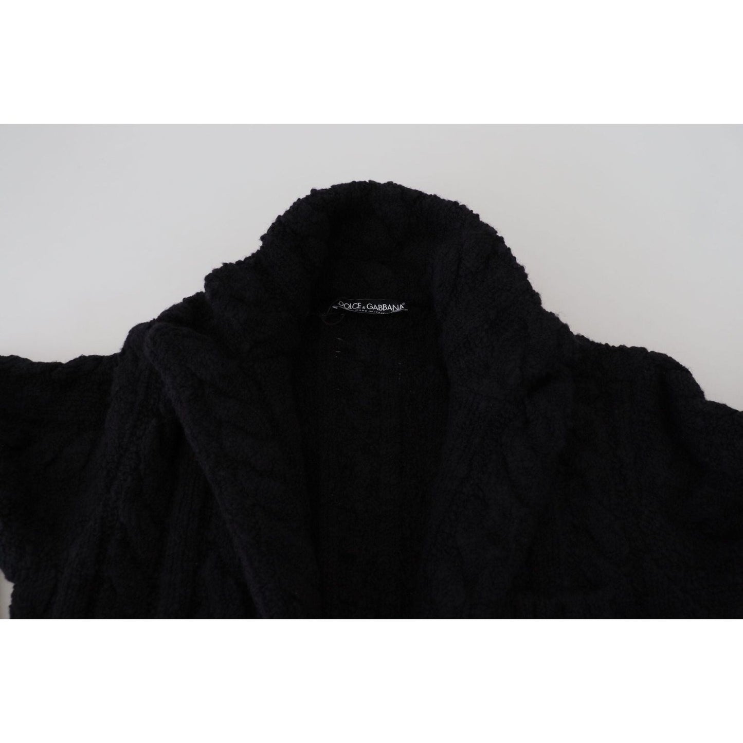 Dolce & Gabbana Elegant Black Wool-Cashmere Blend Cardigan black-wool-knit-button-cardigan-sweater