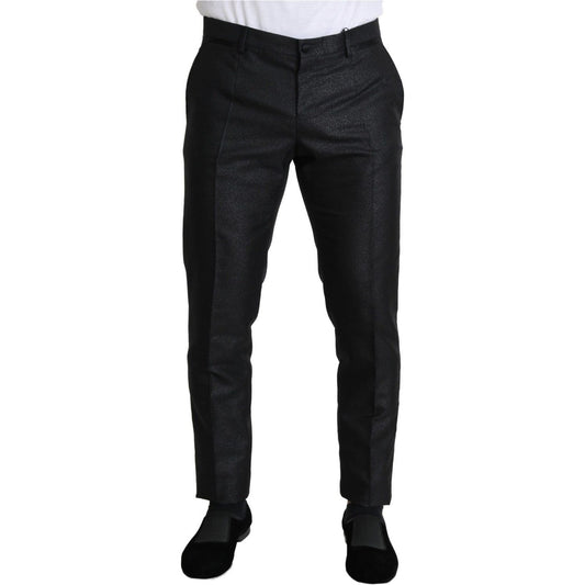 Dolce & Gabbana Elegant Metallic Black Dress Pants Jeans & Pants black-metallic-skinny-trouser-dress