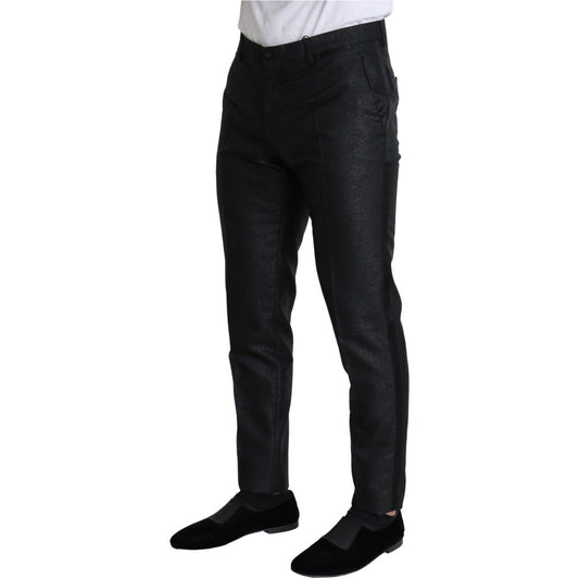 Dolce & Gabbana Elegant Metallic Black Dress Pants Jeans & Pants black-metallic-skinny-trouser-dress IMG_2239-scaled-a8ca3215-e4f.jpg