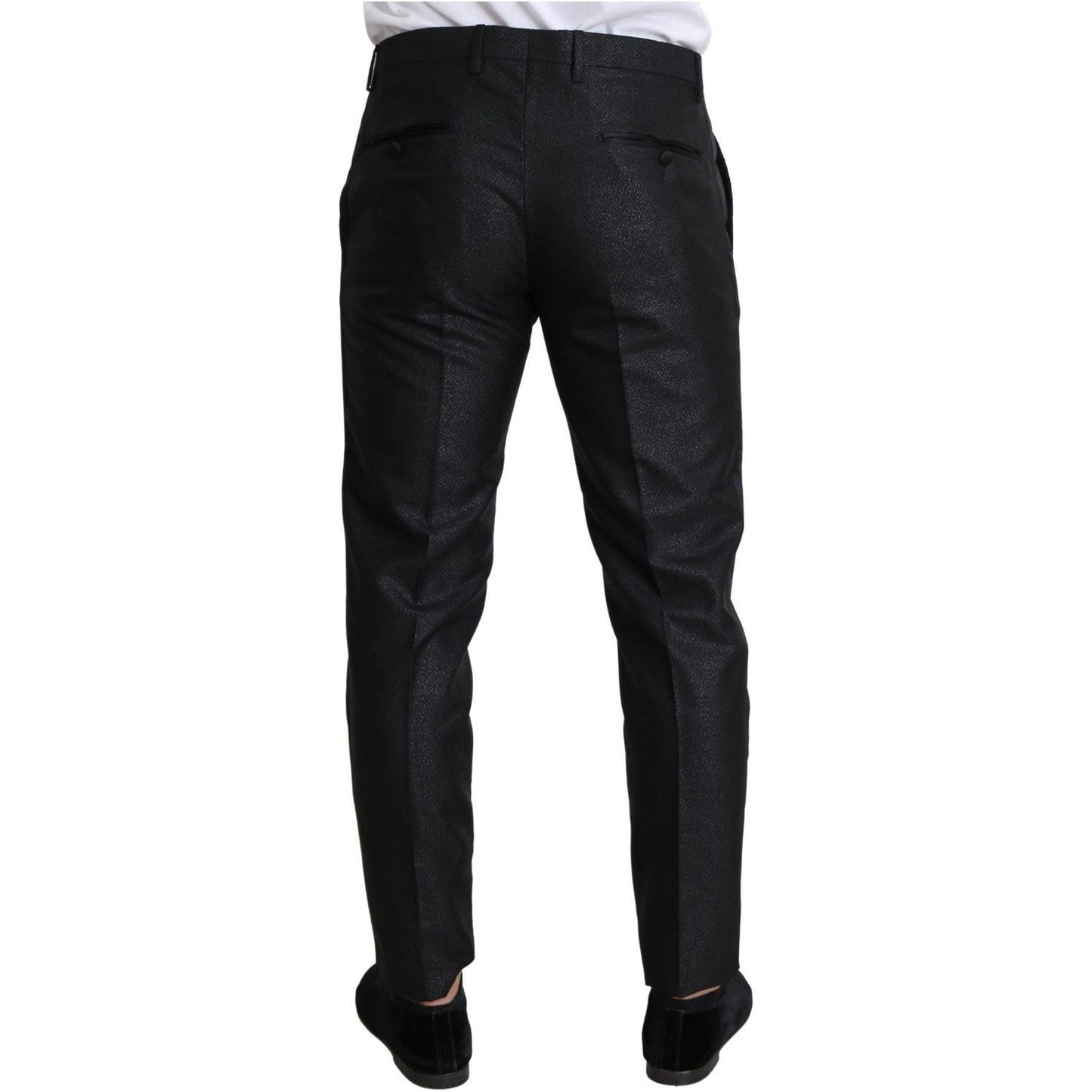 Dolce & Gabbana Elegant Metallic Black Dress Pants Jeans & Pants black-metallic-skinny-trouser-dress IMG_2240-scaled-a6d92c4a-e17.jpg