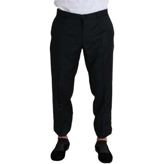 Dolce & Gabbana Elegant Black Virgin Wool Cropped Pants Jeans & Pants black-wool-skinny-cropped-trouser-dress