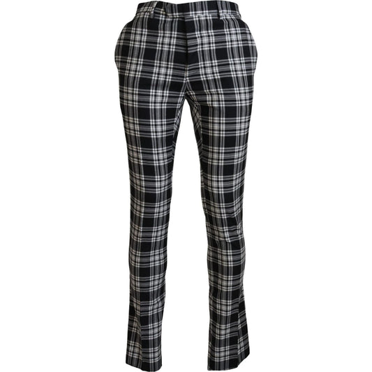 BENCIVENGA Elegant Black Pure Cotton Pants for Men black-checkered-cotton-men-casual-pants