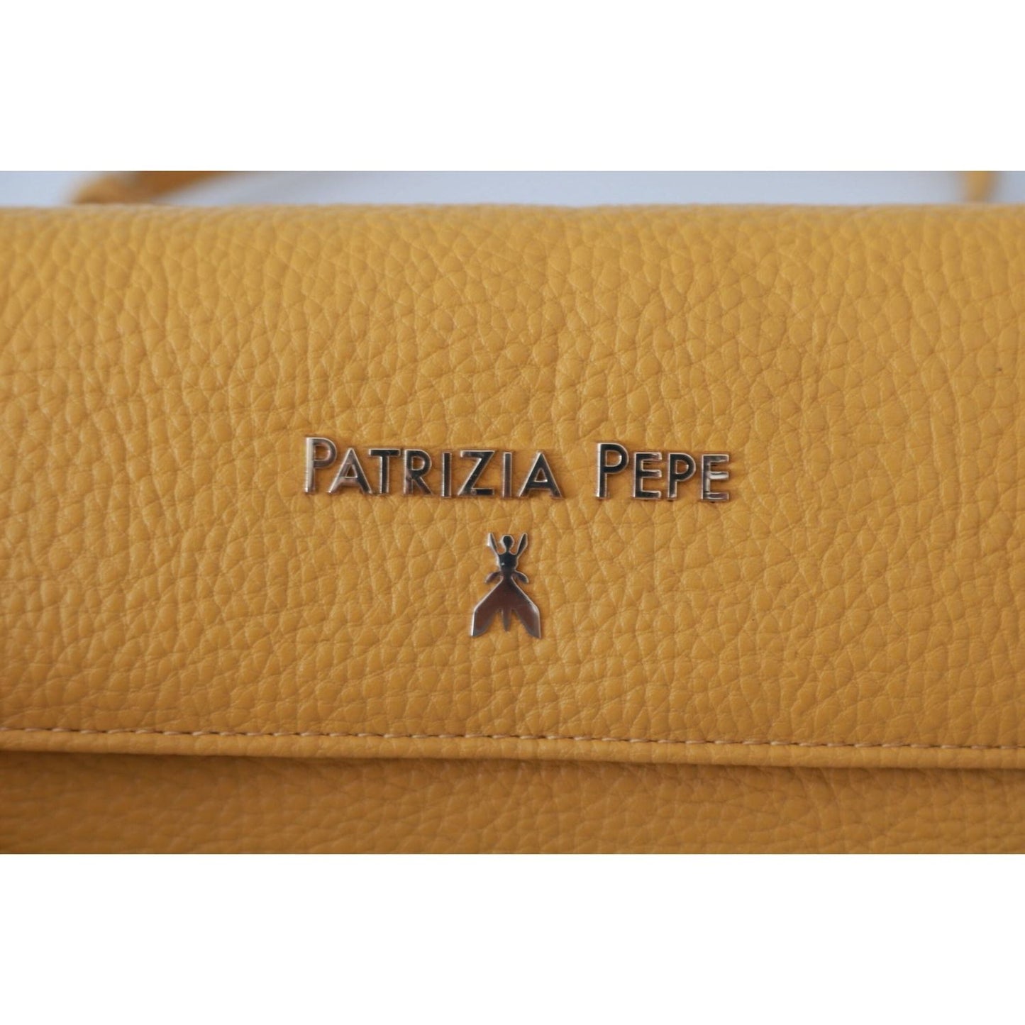 Patrizia Pepe Chic Yellow Leather Shoulder Bag yellow-logo-leather-shoulder-strap-sling-bag