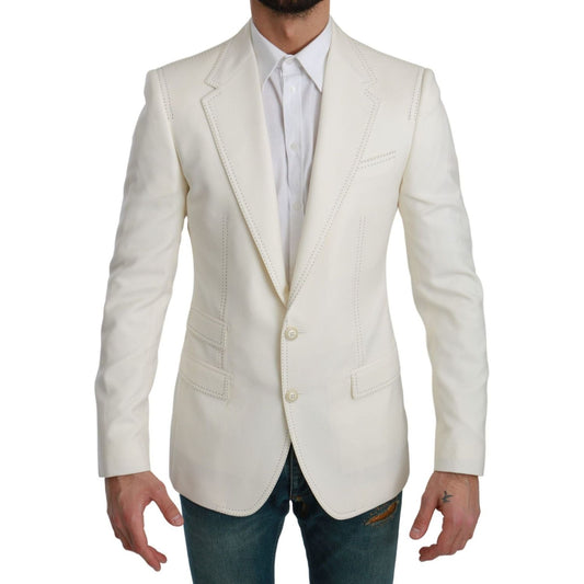 Dolce & Gabbana Elegant Slim Fit Virgin Wool Blazer Blazer Jacket sicilia-cream-single-breasted-formal-blazer IMG_2265-scaled-06e9d376-cd6.jpg