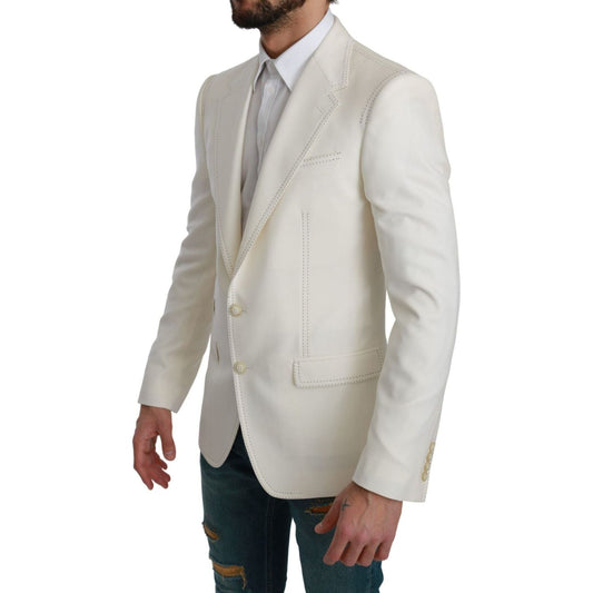 Dolce & Gabbana Elegant Slim Fit Virgin Wool Blazer Blazer Jacket sicilia-cream-single-breasted-formal-blazer IMG_2266-scaled-687799de-1d1.jpg