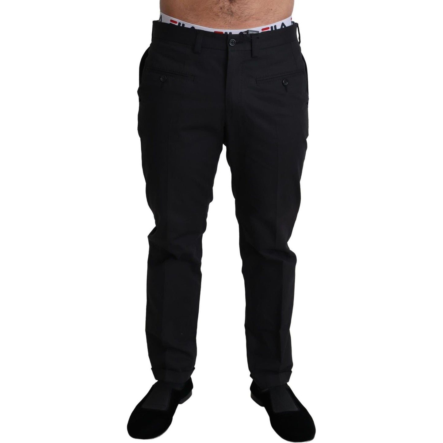 Dolce & Gabbana Elegant Black Stretch Cotton Trousers black-cotton-stretch-dress-formal-trouser-pants IMG_2280-scaled-9c821894-4f7.jpg