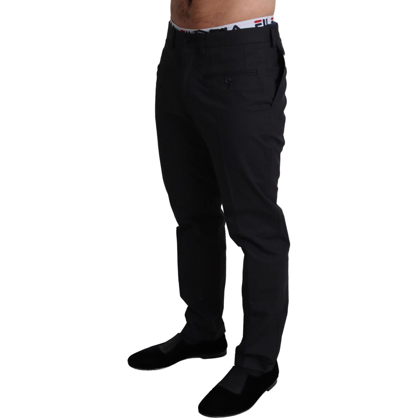 Dolce & Gabbana Elegant Black Stretch Cotton Trousers black-cotton-stretch-dress-formal-trouser-pants IMG_2281-scaled-c7f4b9b2-f2c.jpg