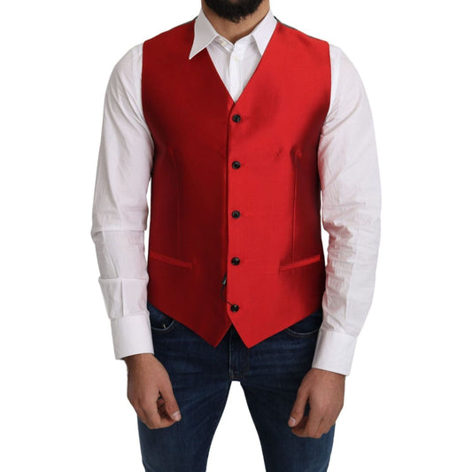 Dolce & Gabbana Ravishing Red Silk Formal Vest red-100-silk-formal-waist-coat-vest IMG_2286-scaled-e42c1a22-ddd.jpg
