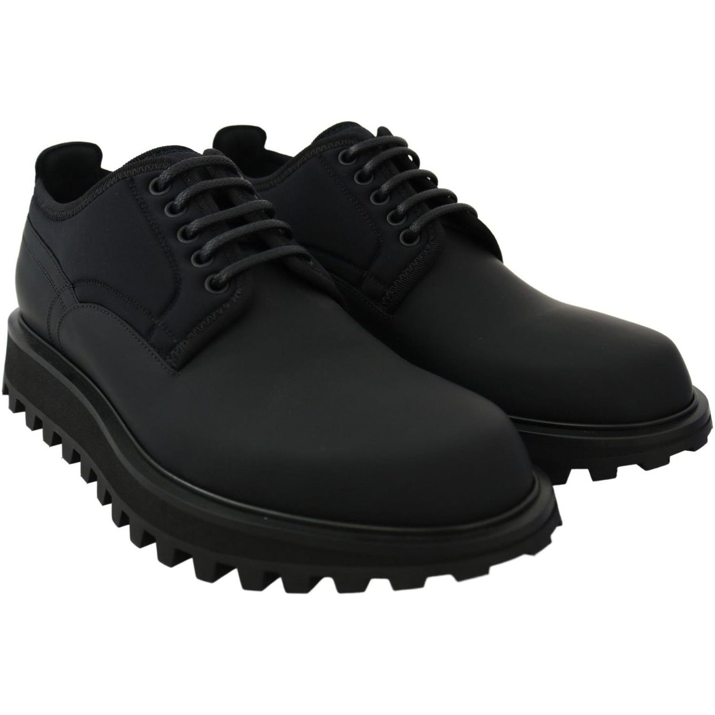 Dolce & Gabbana Elegant Black Calfskin Derby Shoes black-rubberized-calfskin-chunky-derby-vulcano-shoes