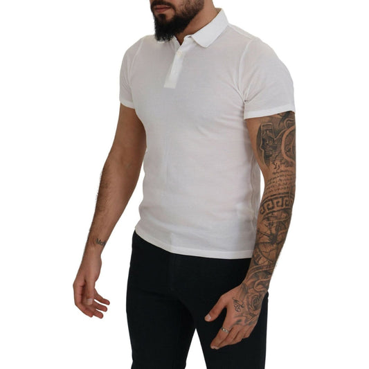 FRADI Elegant White Cotton Polo T-Shirt white-cotton-collared-short-sleeves-polo-t-shirt