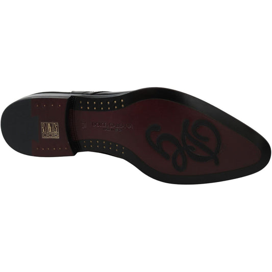Dolce & Gabbana Elegant Black Leather Derby Shoes black-patent-leather-lace-derby-shoes