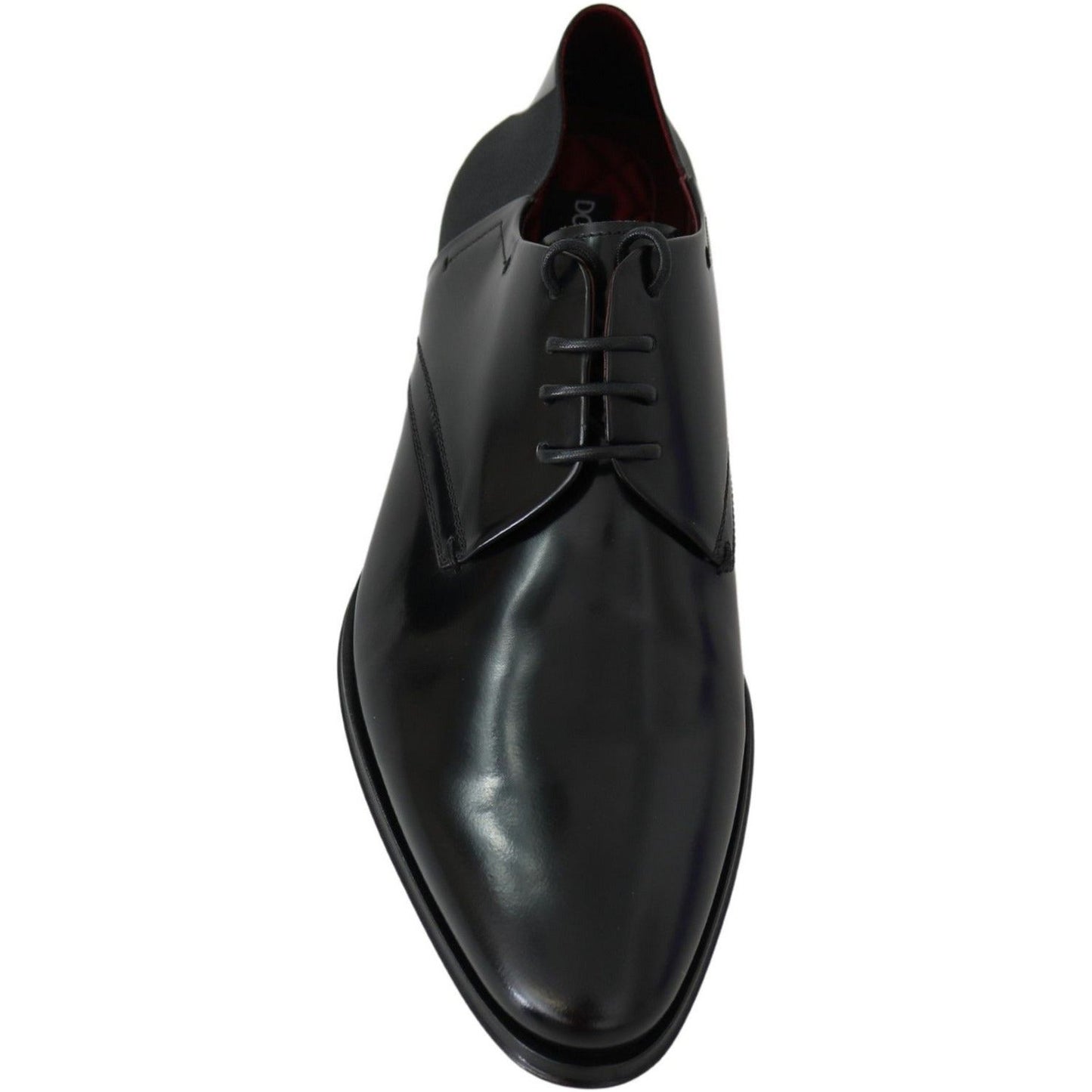 Dolce & Gabbana Elegant Black Leather Derby Shoes black-patent-leather-lace-derby-shoes