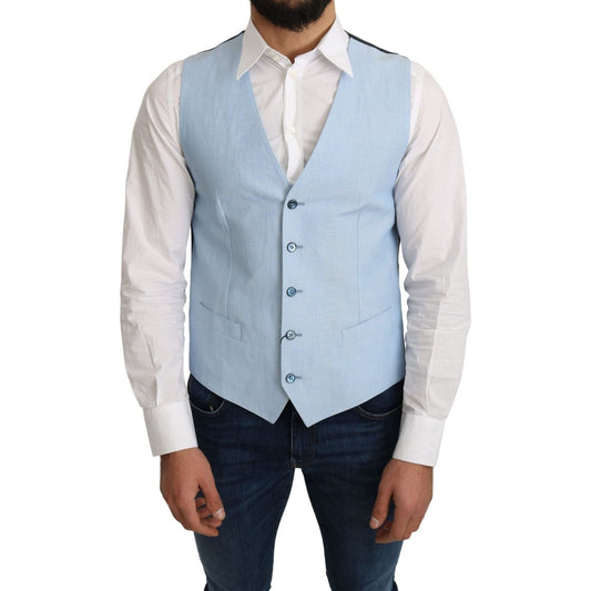 Dolce & Gabbana Elegant Azure Men's Formal Vest blue-viscose-stretch-formal-coat-vest IMG_2342-scaled-5fb67080-49e.jpg