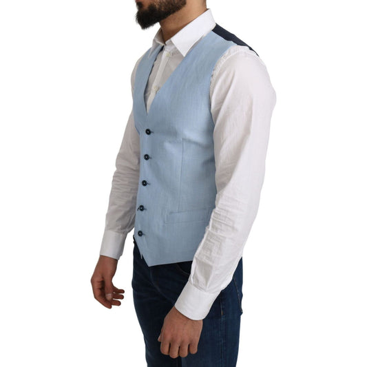 Dolce & Gabbana Elegant Azure Men's Formal Vest blue-viscose-stretch-formal-coat-vest IMG_2343-scaled-426c5274-798.jpg