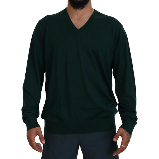 Dolce & Gabbana Elegant Green V-Neck Cashmere Sweater green-cashmere-v-neck-pullover-sweater
