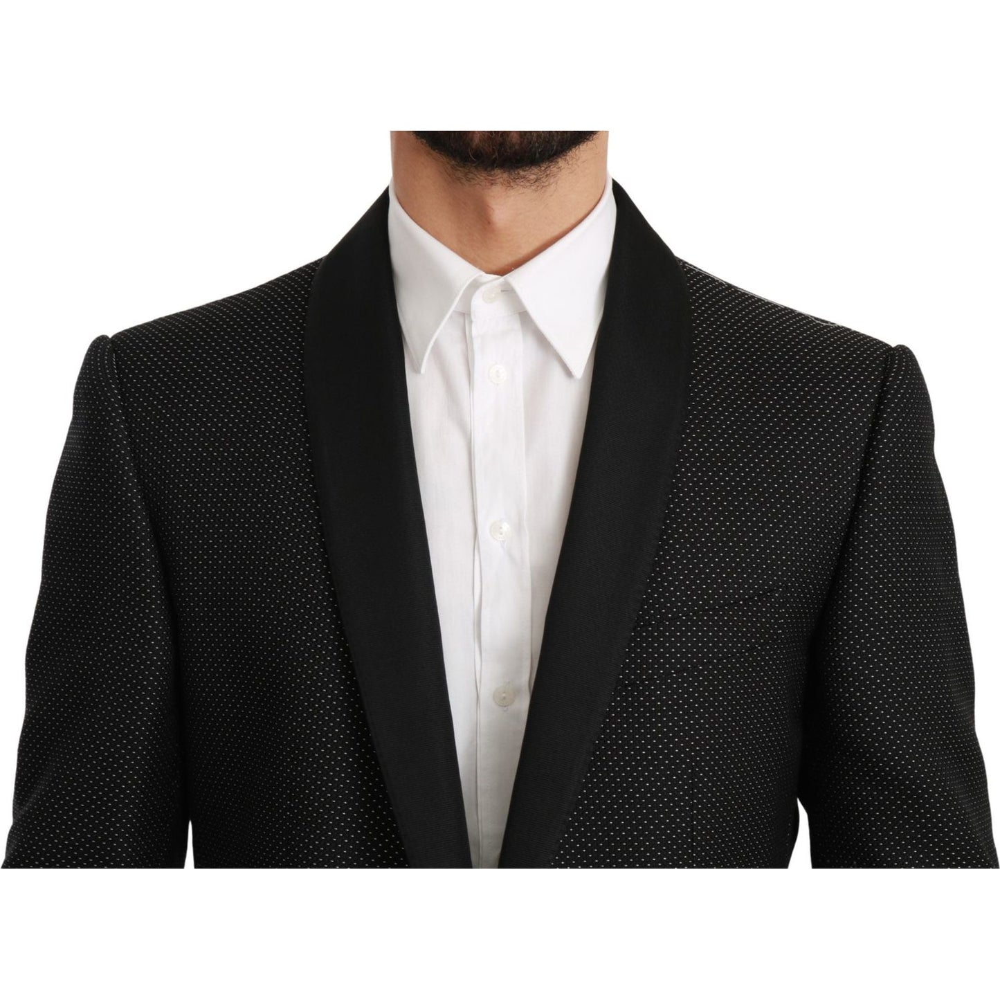 Dolce & Gabbana Chic Black Polka Dot Martini Blazer black-slim-fit-formal-jacket-martini-blazer IMG_2365-scaled-b120309d-2ac.jpg