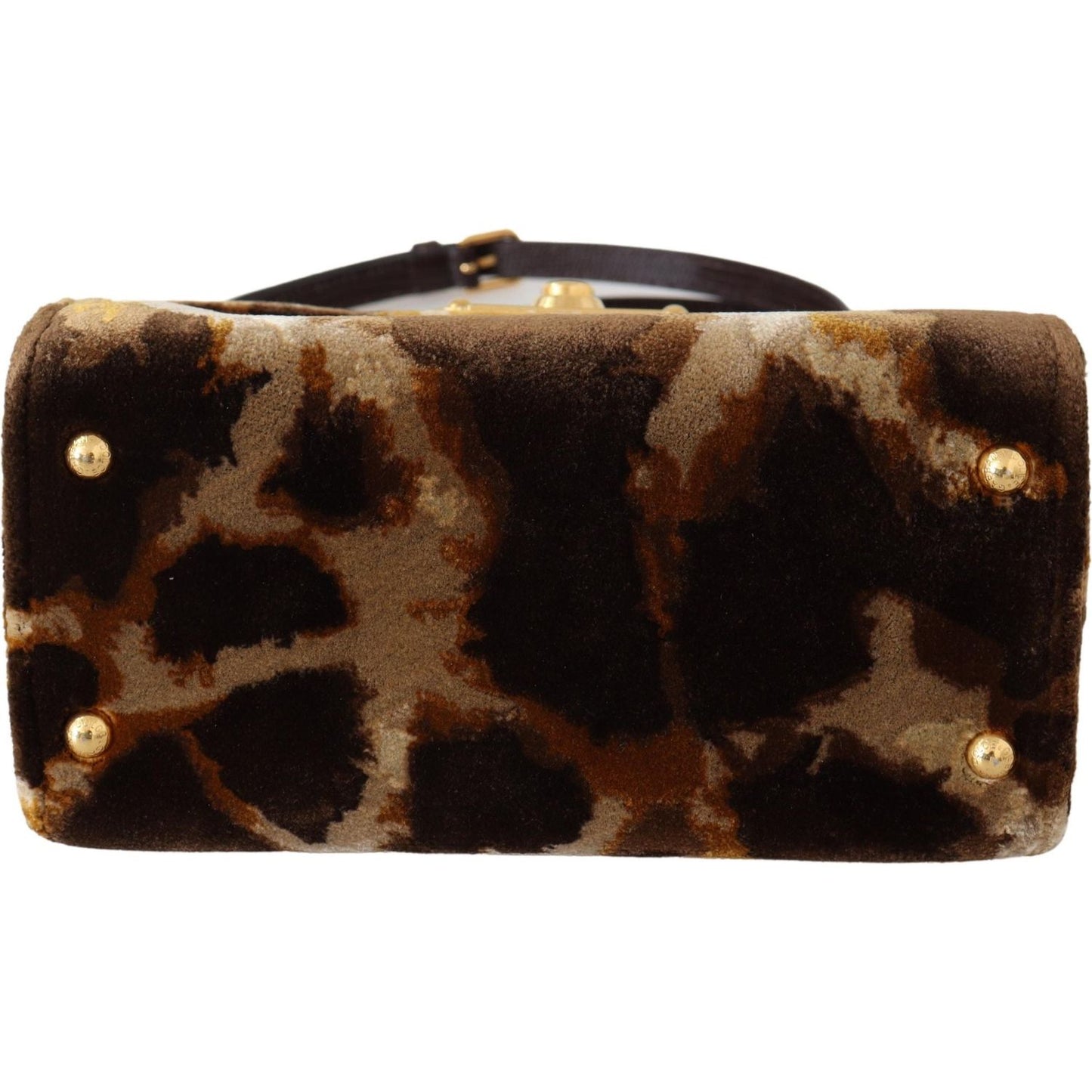 Dolce & Gabbana Elegant Giraffe Pattern Welcome Bag with Gold Accents brown-giraffe-crossbody-purse-borse-welcome-purse