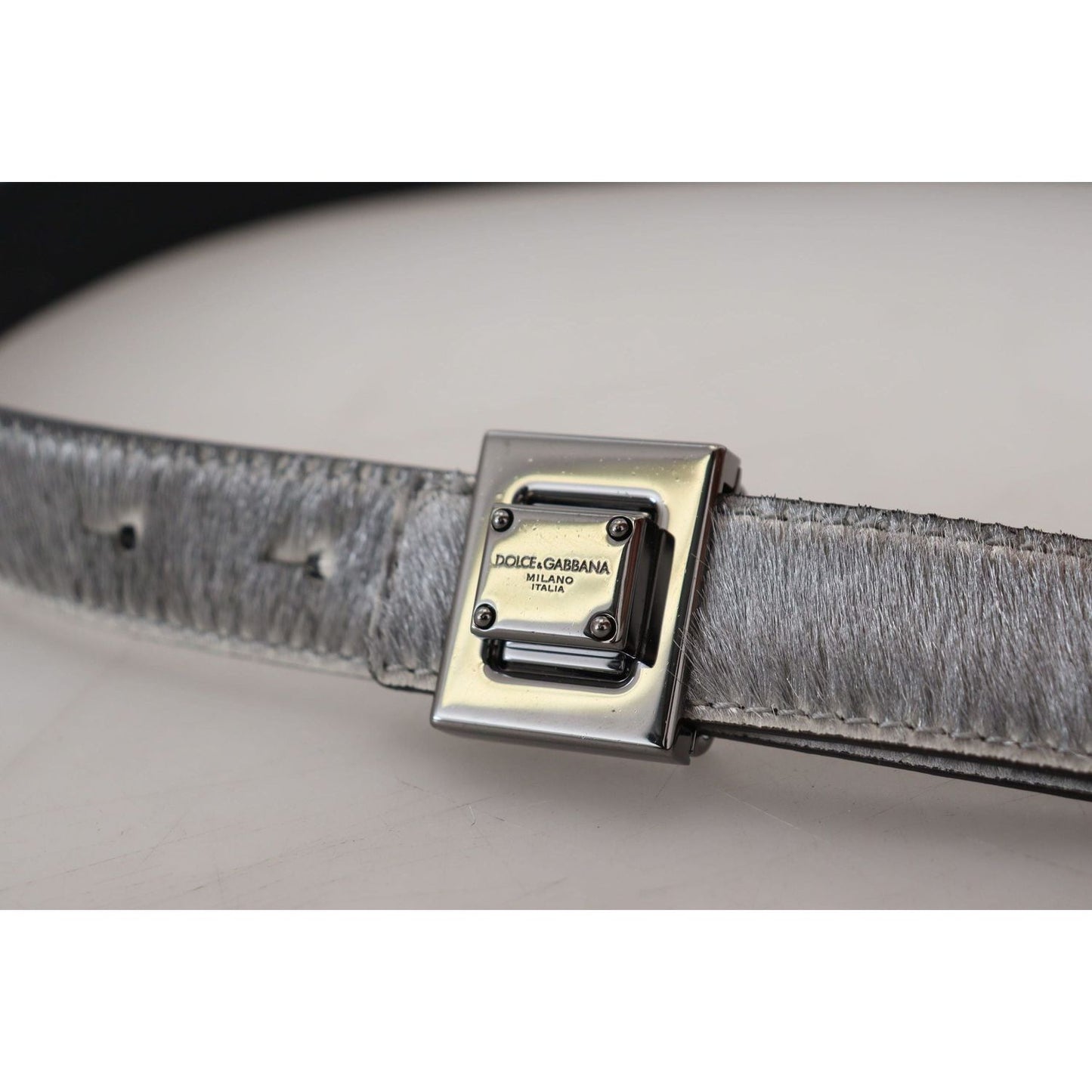 Dolce & Gabbana Elegant Silver Leather Designer Belt silver-leather-tone-square-metal-buckle IMG_2392-scaled-3af50dbb-1ba.jpg
