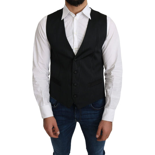 Dolce & Gabbana Elegant Silk Formal Gray Vest gray-100-silk-formal-coat-vest IMG_2414-1-scaled-53103903-0a6.jpg