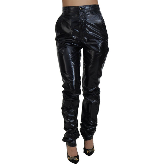 Dolce & Gabbana Chic High Waist Skinny Pants - Elegance Reimagined black-nylon-high-waist-skinny-pants