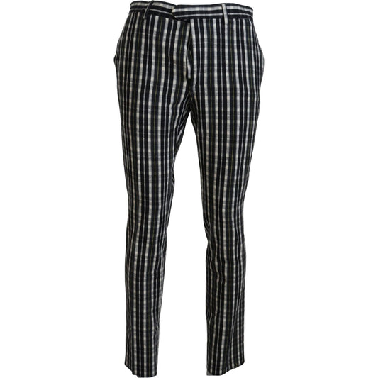 BENCIVENGA Elegant Black and White BENCIVENGA Pants black-checkered-cotton-casual-pants