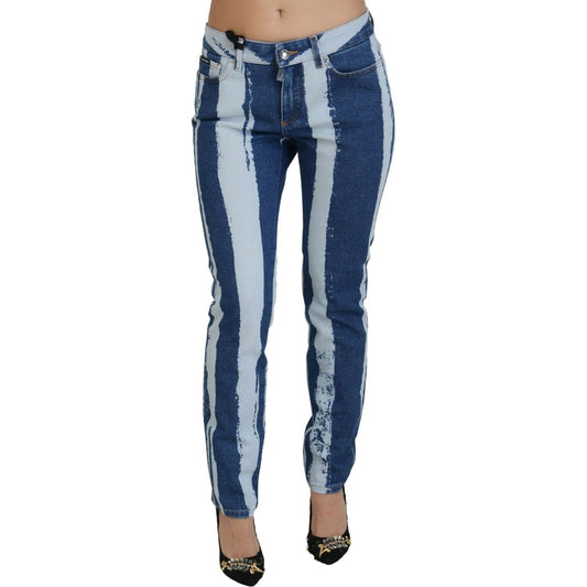 Dolce & Gabbana Sleek Striped Slim Fit Italian Jeans cobalt-blue-stripes-skinny-denim-cotton-jeans