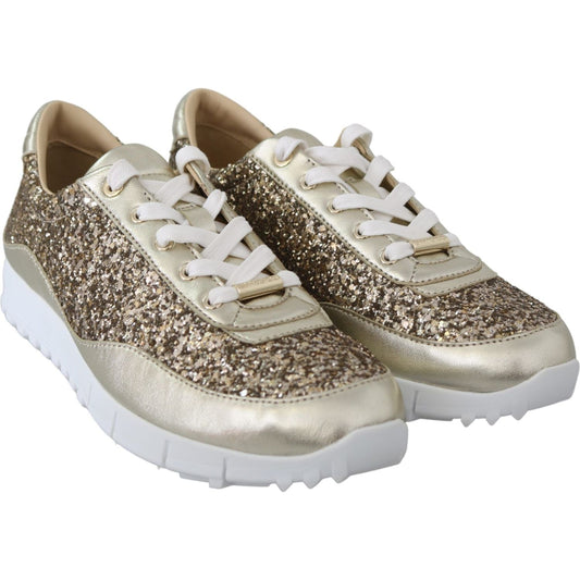 Jimmy Choo Antique Gold Glitter Leather Sneakers monza-antique-gold-leather-sneakers