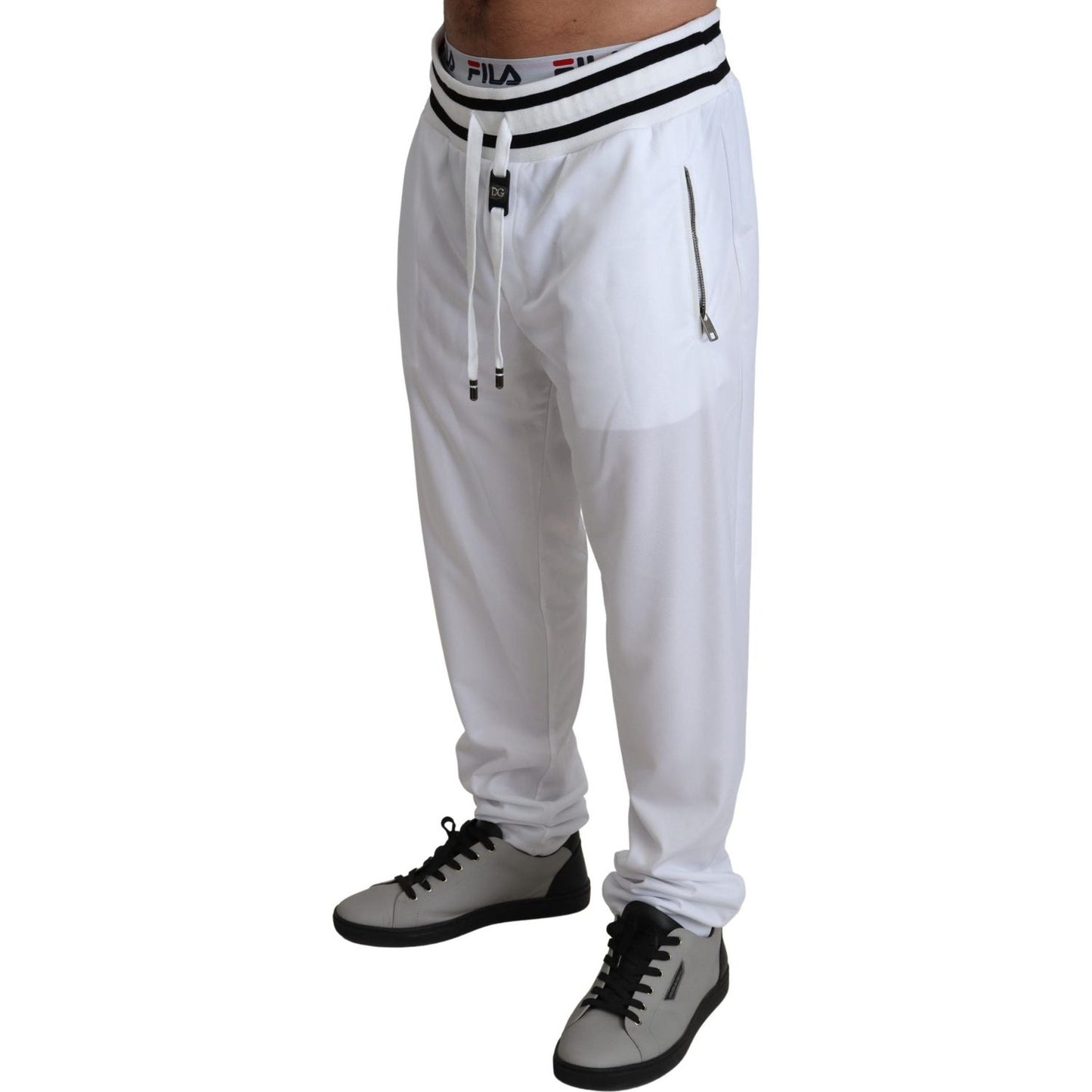 Dolce & Gabbana White Polyester Logo Patch Sweatpants Pants white-polyester-logo-patch-sweatpants-pants IMG_2465-scaled-aec73160-6c6.jpg