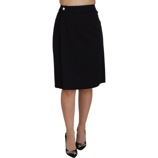Dolce & Gabbana Elegant High Waist Pencil Skirt black-wool-pencil-cut-high-waist-skirt
