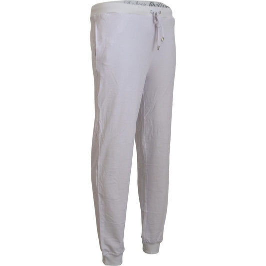 John Galliano Chic White Jogger Pants - Casual Elegance white-cotton-logo-mens-jogger-pants IMG_2498-scaled-66136a63-abe.jpg