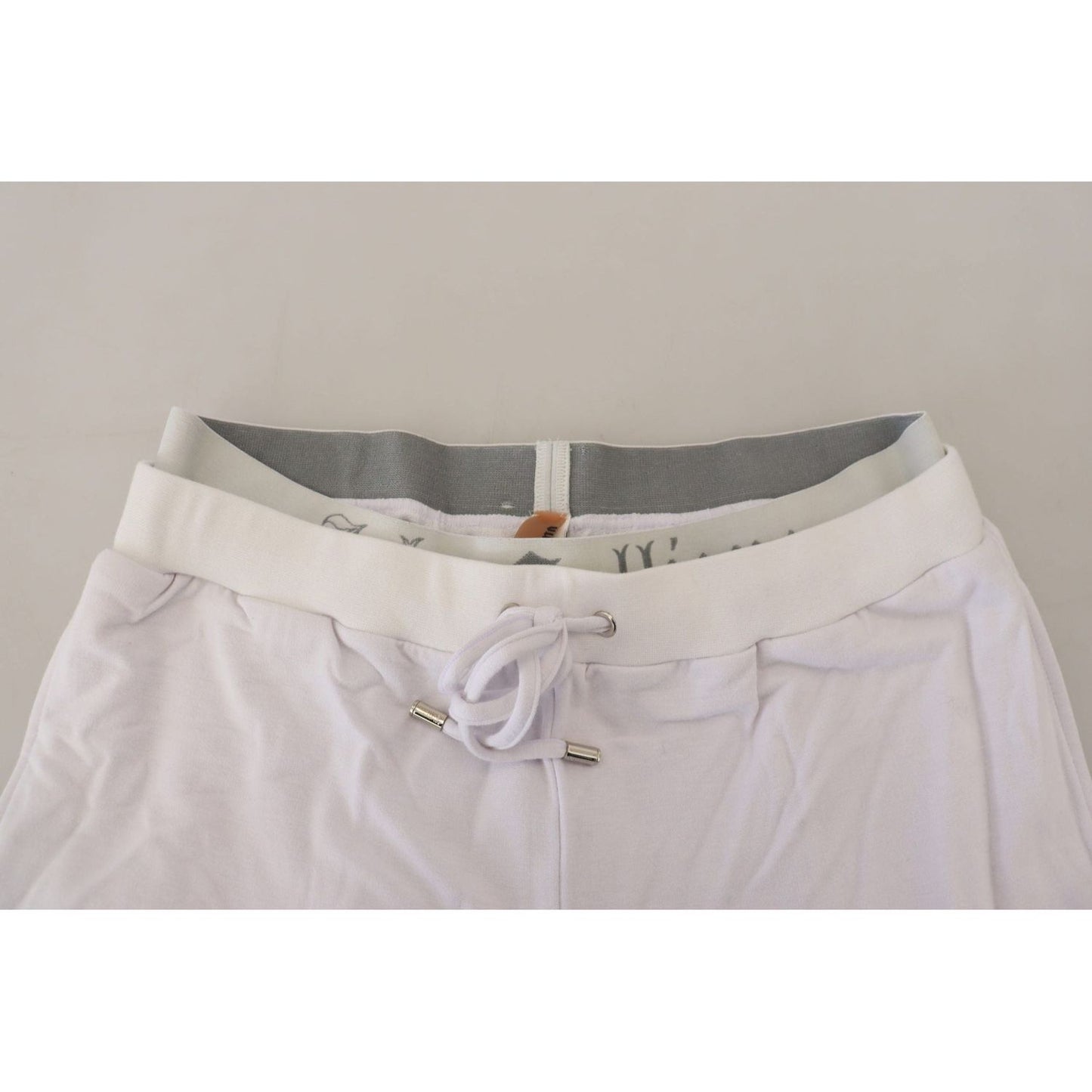 John Galliano Chic White Jogger Pants - Casual Elegance white-cotton-logo-mens-jogger-pants