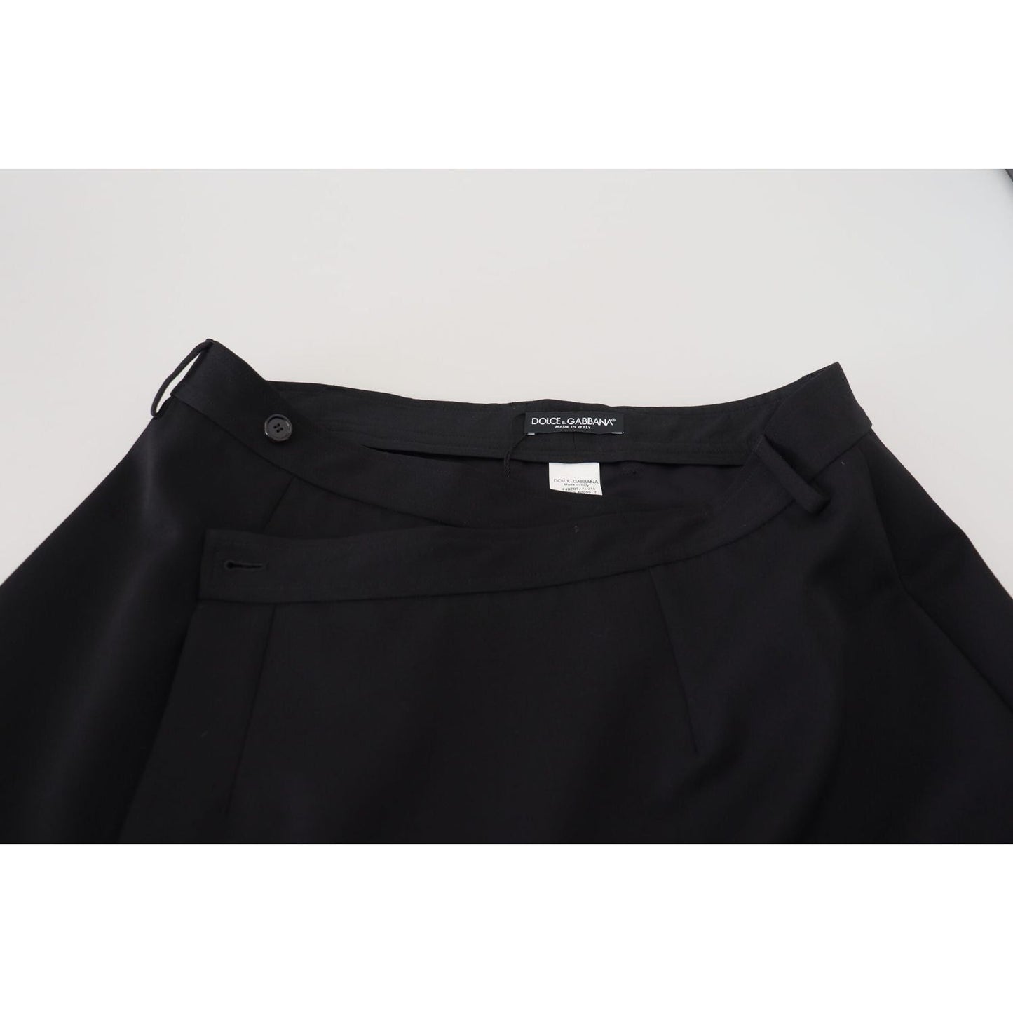 Dolce & Gabbana Elegant High Waist A-Line Mini Skirt black-wool-a-line-high-waist-mini-skirt